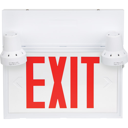 Exit Sign with Security Lights, LED, Battery Operated/Hardwired, 12-1/10" L x 11" W, English PB Rental Co. Ltd.