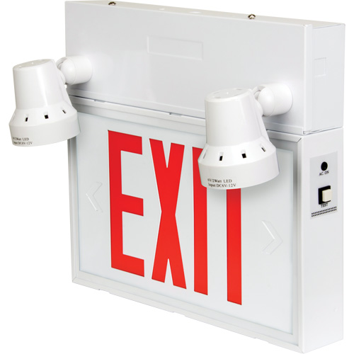 Exit Sign with Security Lights, LED, Battery Operated/Hardwired, 12-1/10" L x 11" W, English PB Rental Co. Ltd.