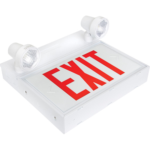 Exit Sign with Security Lights, LED, Battery Operated/Hardwired, 12-1/10" L x 11" W, English PB Rental Co. Ltd.
