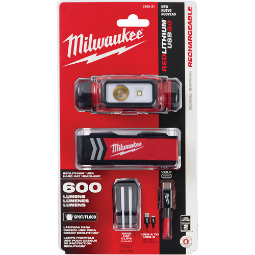 Lampe frontale pour casque de s&eacute;curit&eacute; USB REDLITHIUM, DEL, 600 lumens, 5 hres de fonctionnement, piles Rechargeable PB Rental Co. Ltd.