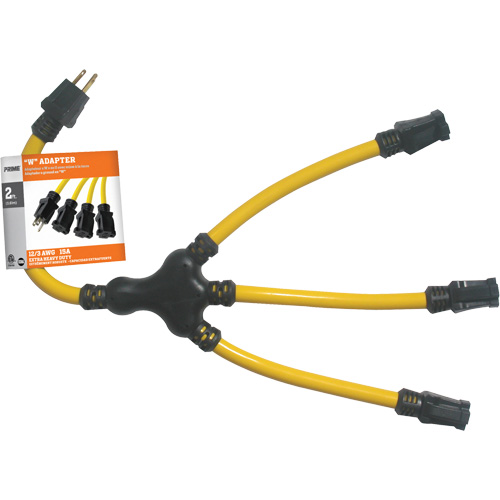 Adaptateur en W, Ext&eacute;rieur, STW, AWG 12/3, 15 A, 3 prise(s), 2' PB Rental Co. Ltd.