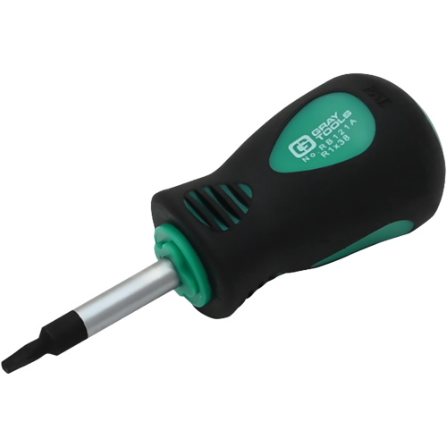 Stubby Square Recess Screwdriver, #1 Tip, Round, 3-1/4" L, Cushion Grip Handle PB Rental Co. Ltd.