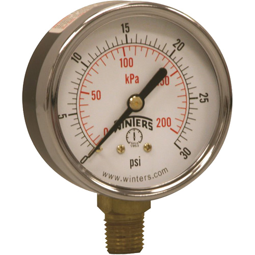Manom&egrave;tre &eacute;conomique,  2-1/2", 0 - 30 psi, Fixation inf&eacute;rieure, Analogique PB Rental Co. Ltd.