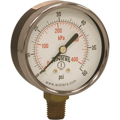 Manom&egrave;tre &eacute;conomique,  2-1/2", 0 - 60 psi, Fixation inf&eacute;rieure, Analogique PB Rental Co. Ltd.