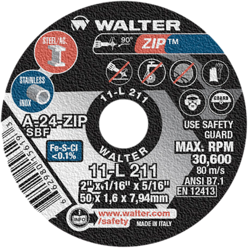 Zip Cut-Off Wheel, 2" x 1/16", 5/16" Arbor, Type 1, Aluminum Oxide, 5100 RPM PB Rental Co. Ltd.
