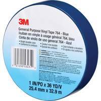 Ruban en vinyle pour travaux g&eacute;n&eacute;raux 764, 25,4 mm (1") la x 32,9 m (108') lo, 5 mils, Bleu PB Rental Co. Ltd.
