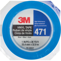 471 Vinyl Tape, 25.4 mm (1") W x 32.9 m (108') L, 5.3 mils, Blue PB Rental Co. Ltd.
