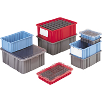 Divider Box&reg; Containers, Polyethylene, 10.8" W x 8.3" D x 2.5" H, Grey PB Rental Co. Ltd.