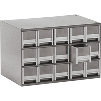 Casiers modulaires pour pi&egrave;ces, Acier, 15 tiroirs, 17" x 10-9/16" x 3-1/16", Gris PB Rental Co. Ltd.