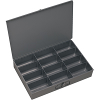Boîtes &agrave; fond courb&eacute;, Acier, 12 compartiments, 18" la x 12" p, 3" h, Gris PB Rental Co. Ltd.