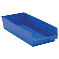 Bacs de rangement pour tablettes, 8-3/8" la x 4" H x 17-7/8" p, Bleu, Capacit&eacute; 40 lb PB Rental Co. Ltd.