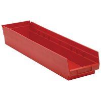Shelf Bins, 6-5/8" W x 4" H x 23-5/8" D, Red, 50 lbs. Capacity PB Rental Co. Ltd.