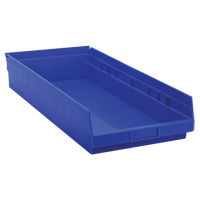 Shelf Bins, 11-1/8" W x 4" H x 23-5/8" D, Blue, 50 lbs. Capacity PB Rental Co. Ltd.