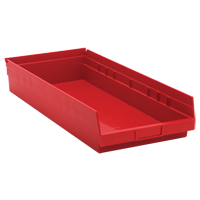 Shelf Bins, 11-1/8" W x 4" H x 23-5/8" D, Red, 50 lbs. Capacity PB Rental Co. Ltd.