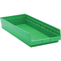 Shelf Bins, 11-1/8" W x 4" H x 23-5/8" D, Green, 50 lbs. Capacity PB Rental Co. Ltd.