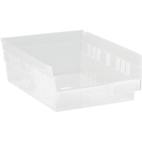 Shelf Bins, 8-3/8" W x 4" H x 11-5/8" D, Clear, 30 lbs. Capacity PB Rental Co. Ltd.