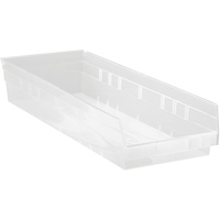 Shelf Bins, 8-3/8" W x 4" H x 23-5/8" D, Clear, 50 lbs. Capacity PB Rental Co. Ltd.