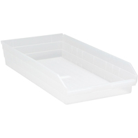 Shelf Bins, 11-1/8" W x 4" H x 23-5/8" D, Clear, 50 lbs. Capacity PB Rental Co. Ltd.