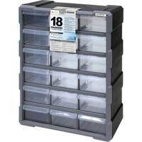 Armoire &agrave; tiroir, Plastique, 18 tiroirs, 15" x 6-1/4" x 18-3/4", Noir PB Rental Co. Ltd.