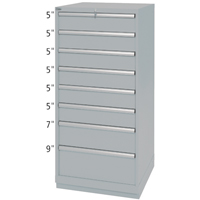 Drawer Cabinets, 8 Drawers, 28-1/4" W x 28-1/2" D x 59-1/2" H, Grey PB Rental Co. Ltd.
