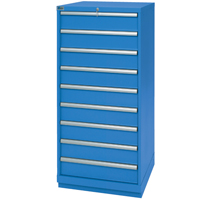 Drawer Cabinets, 9 Drawers, 28-1/4" W x 28-1/2" D x 59-1/2" H, Bright blue PB Rental Co. Ltd.