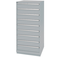 Drawer Cabinets, 9 Drawers, 28-1/4" W x 28-1/2" D x 59-1/2" H, Grey PB Rental Co. Ltd.