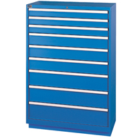 Drawer Cabinets, 9 Drawers, 40-1/4" W x 22-1/2" D x 59-1/2" H, Bright blue PB Rental Co. Ltd.