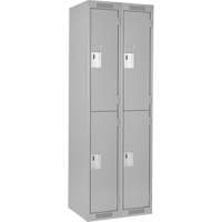 Clean Line Lockers, 2 -tier, Bank of 2, 24" x 18" x 72", Steel, Grey, Rivet (Assembled) PB Rental Co. Ltd.