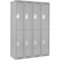 Clean Line Lockers, 2 -tier, Bank of 4, 48" x 18" x 72", Steel, Grey, Rivet (Assembled) PB Rental Co. Ltd.