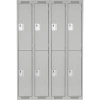 Clean Line Lockers, 2 -tier, Bank of 4, 48" x 18" x 72", Steel, Grey, Rivet (Assembled) PB Rental Co. Ltd.