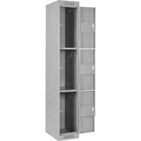 Clean Line Lockers, 3 -tier, Bank of 4, 48" x 18" x 72", Steel, Grey, Rivet (Assembled) PB Rental Co. Ltd.