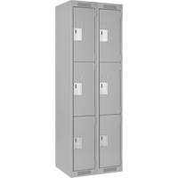 Clean Line Lockers, 3 -tier, Bank of 2, 24" x 18" x 72", Steel, Grey, Rivet (Assembled) PB Rental Co. Ltd.