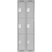 Clean Line Lockers, 3 -tier, Bank of 2, 24" x 18" x 72", Steel, Grey, Rivet (Assembled) PB Rental Co. Ltd.