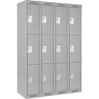 Clean Line Lockers, 3 -tier, Bank of 4, 48" x 18" x 72", Steel, Grey, Rivet (Assembled) PB Rental Co. Ltd.