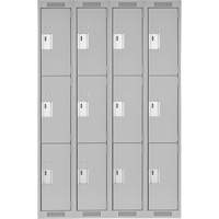 Clean Line Lockers, 3 -tier, Bank of 4, 48" x 18" x 72", Steel, Grey, Rivet (Assembled) PB Rental Co. Ltd.