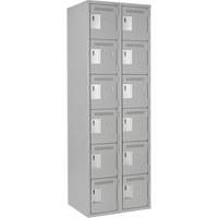 Clean Line Lockerettes, 6 -tier, Bank of 2, 24" x 18" x 72", Steel, Grey, Rivet (Assembled) PB Rental Co. Ltd.