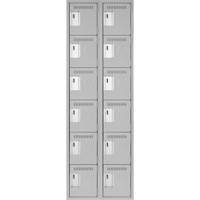 Clean Line Lockerettes, 6 -tier, Bank of 2, 24" x 18" x 72", Steel, Grey, Rivet (Assembled) PB Rental Co. Ltd.