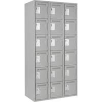 Clean Line Lockerettes, 6 -tier, Bank of 3, 36" x 18" x 72", Steel, Grey, Rivet (Assembled) PB Rental Co. Ltd.