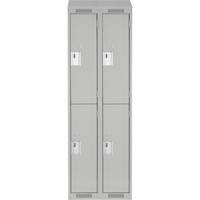 Clean Line Lockers, 2 -tier, Bank of 2, 24" x 18" x 78", Steel, Grey, Rivet (Assembled) PB Rental Co. Ltd.
