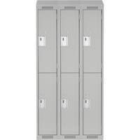 Clean Line Lockers, 2 -tier, Bank of 3, 36" x 18" x 78", Steel, Grey, Rivet (Assembled) PB Rental Co. Ltd.