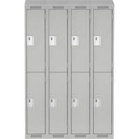 Clean Line Lockers, 2 -tier, Bank of 4, 48" x 18" x 78", Steel, Grey, Rivet (Assembled) PB Rental Co. Ltd.