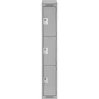 Clean Line Lockers, 3 -tier, 12" x 18" x 78", Steel, Grey, Rivet (Assembled) PB Rental Co. Ltd.