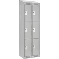 Clean Line Lockers, 3 -tier, Bank of 2, 24" x 18" x 78", Steel, Grey, Rivet (Assembled) PB Rental Co. Ltd.