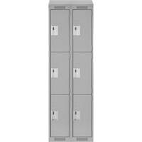 Clean Line Lockers, 3 -tier, Bank of 2, 24" x 18" x 78", Steel, Grey, Rivet (Assembled) PB Rental Co. Ltd.