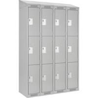Clean Line Lockers, 3 -tier, Bank of 4, 48" x 18" x 78", Steel, Grey, Rivet (Assembled) PB Rental Co. Ltd.