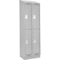 Clean Line Lockers, 2 -tier, Bank of 2, 24" x 18" x 82", Steel, Grey, Rivet (Assembled) PB Rental Co. Ltd.