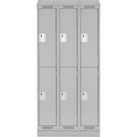 Clean Line Lockers, 2 -tier, Bank of 3, 36" x 18" x 82", Steel, Grey, Rivet (Assembled) PB Rental Co. Ltd.