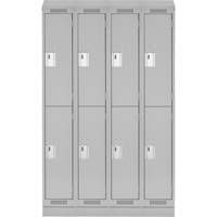 Clean Line Lockers, 2 -tier, Bank of 4, 48" x 18" x 82", Steel, Grey, Rivet (Assembled) PB Rental Co. Ltd.