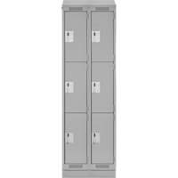 Clean Line Lockers, 3 -tier, Bank of 2, 24" x 18" x 82", Steel, Grey, Rivet (Assembled) PB Rental Co. Ltd.
