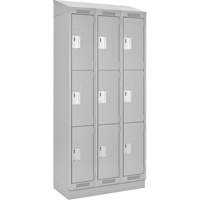 Clean Line Lockers, 3 -tier, Bank of 3, 36" x 18" x 82", Steel, Grey, Rivet (Assembled) PB Rental Co. Ltd.
